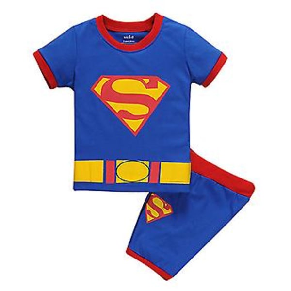 2-8 År Barn Marvel Superhjälte T-shirt Shorts Set Pyjamas Present (7-8 År Blå Superman)