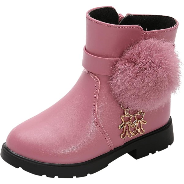 Barnens vinterdubbla snöboots bomullsskor håller värmen Pink 12.5 UK Child