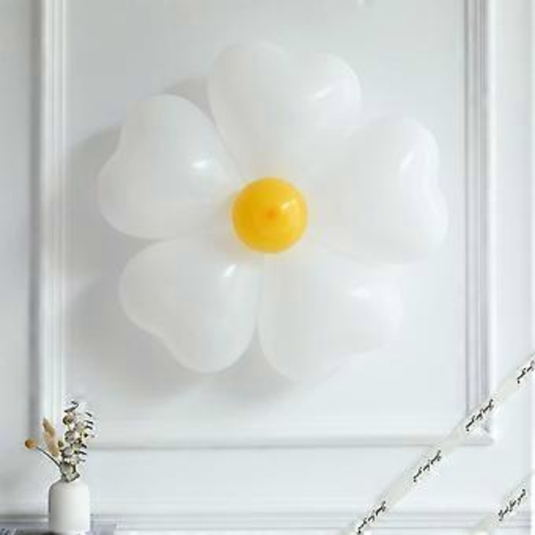 155 stk. Daisy Ballonbue Kit Macaron Pink Gul Retro Orange Hvid Hjerteballoner med Plum Clip Daisy Formet Blomst