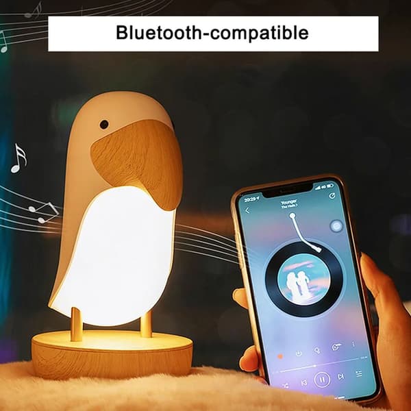Rosa LED nattlys Tukan ammelys med Bluetooth-funksjon