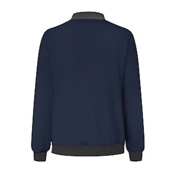 Damjacka, Lättvikts Zip Up Casual Bomberjacka, Ståuppkrage, Kort Ytterplagg, Toppar, M, Marinblå