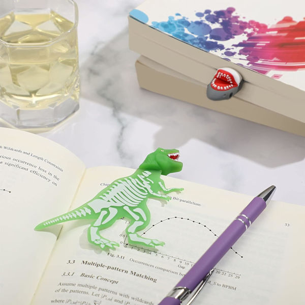 2 kappaletta hain kirjanmerkki lapsille pojille dinosaurus kirjanmerkki jättiläinen viileä lasten 3D kirjanmerkit valaiseva 3D sarjakuvaeläin boo