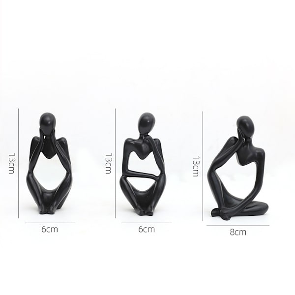 3 stycken dekorativa accenter Abstrakt modern tänkare staty Resin Colle