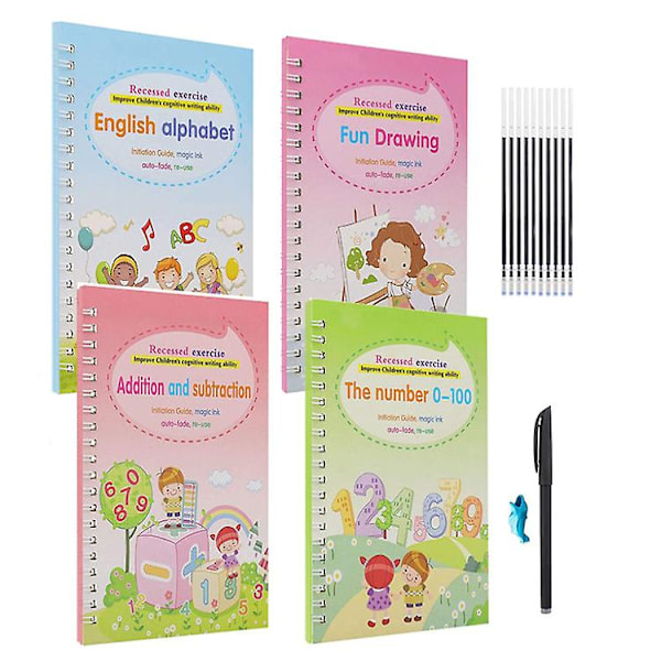 Kalligrafi Set 1, 4 Böcker Utan Färgpenna