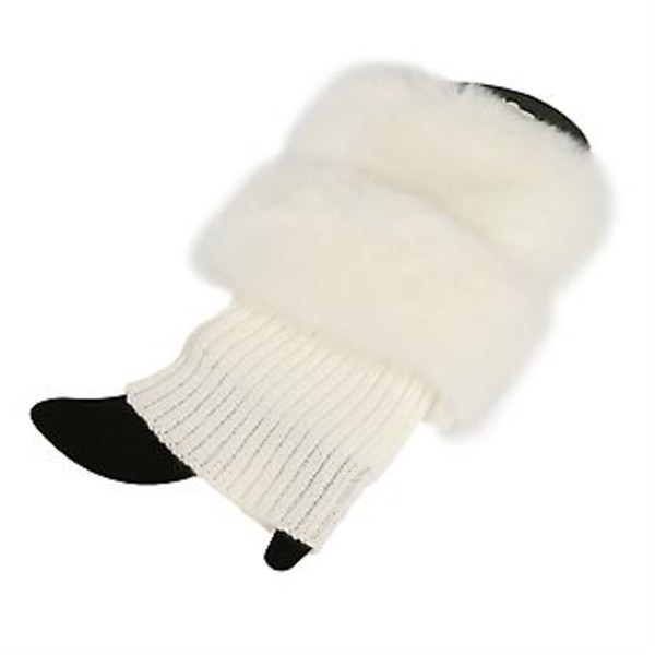 Vinter Crochet Benstövlar Sockor Manschetter Topper Fuzzy Trim Ankelvärmare Sockor (Vit)