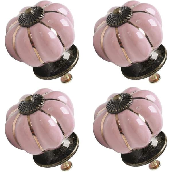 4 st rosa keramiska knoppar retro knopplåda pumpaform handtag möbler