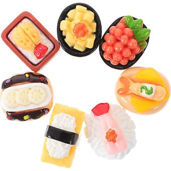 7 stk Miniatyr Mikro Matmodeller Mini Matleker Miniatyr Matfigur Dukkehussaker
