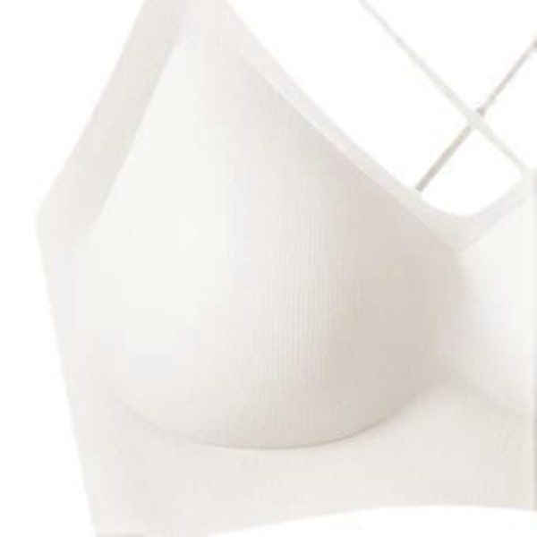 Dam BH Jelly Strip Support T-shirt BH Underkläder Push up BH Vadderade Braletter(L Vit)