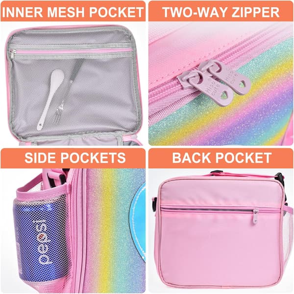 Lunsjpose Isolerte Lunsjboks for Jenter - Regnbue Tote Bag Leakpr