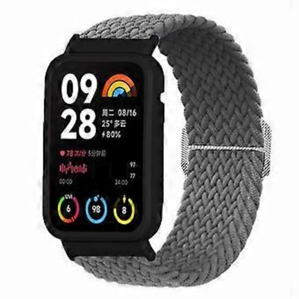 Typ J För Xiaomi Smart Band 8 Pro Klockarmband Flätad Nylonrem med Klockfodral (Stil J)