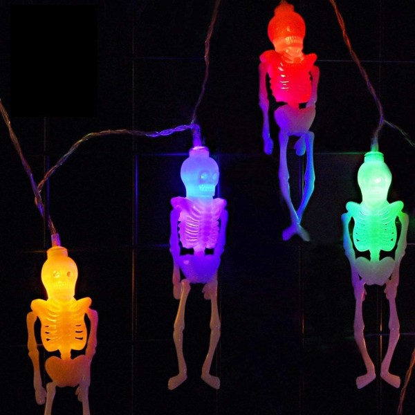 Skeleton Lights Halloween String Lights - 10Ft 20LEDs Skeletons H