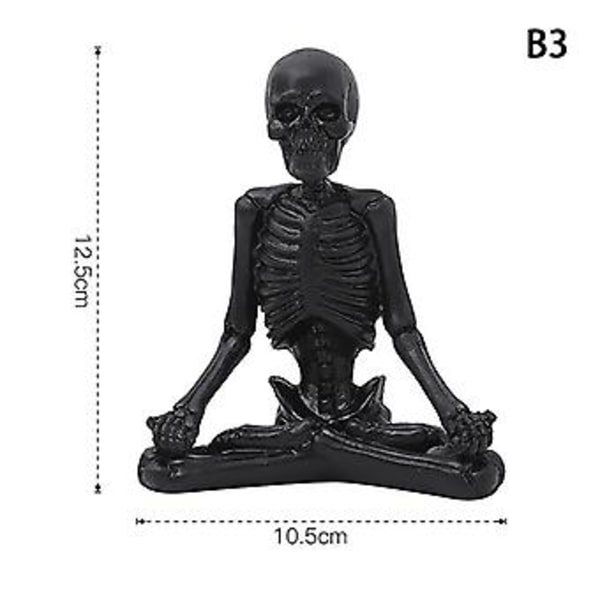 4 Typer Spök Yoga Skalle Karaktär Skrivbordsdekoration Skalle Resin Hantverk Små Dekorativa Figurer Ornament Vardagsrum Kontor (B3)
