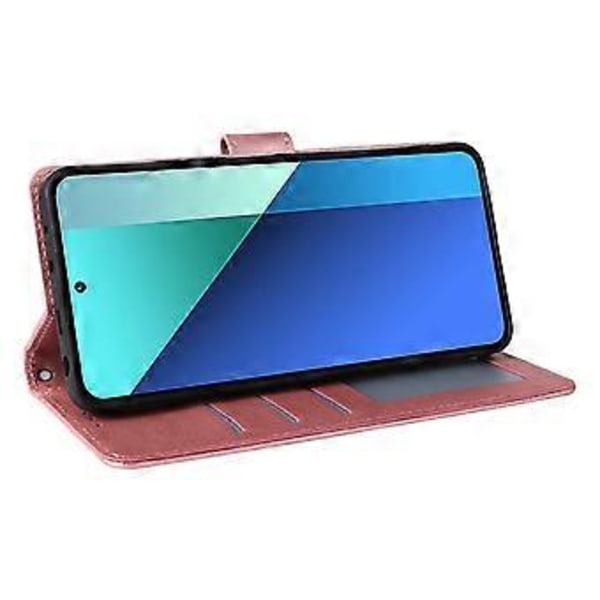 Til Xiaomi Redmi Note 13 4G Wallet Case PU Læder Flip Telefon Cover med Støttefod (Rose Guld)