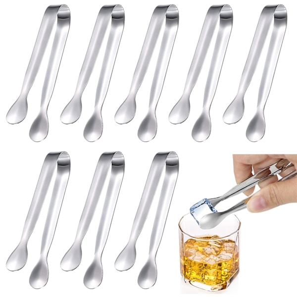 8 Pcs Ice Sugar Tongs, Stainless Steel Mini Serving Tongs Small Sweet Tongs For Food Sweets Bread Cake Coffee Bucket Kitchen Bar Wedding Birthday Part