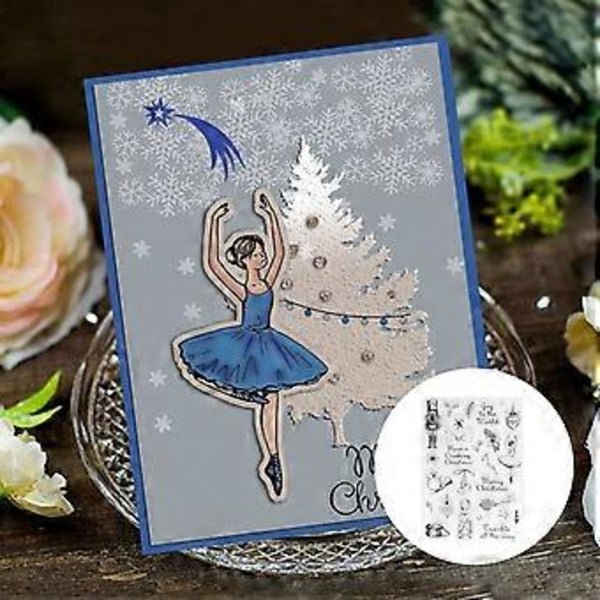 3 stk. klare stempler med juletema, TPR transparente DIY scrapbooking-stempler for preging av kortlaging