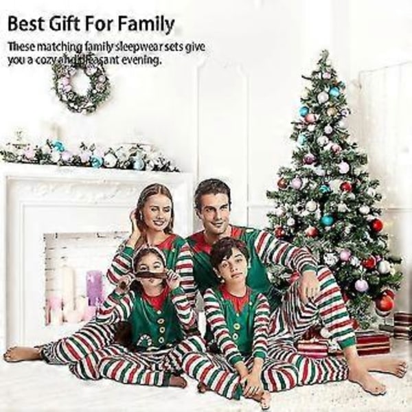 Matchende julepysjamas for familie, sett med jule-nattøy -NMAOV(2XL Dame)