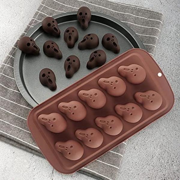 2 stk. Halloween chokoladeforme, kranie silikone bageform, ikke