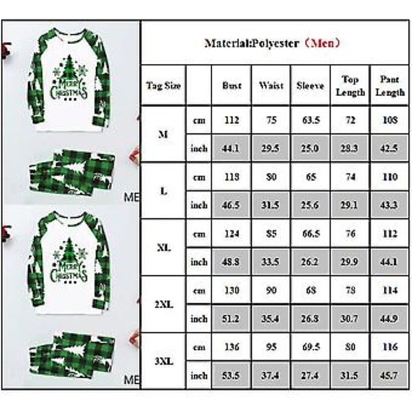Jouluperheen Matching-Pyjamat Isälle Äidille Tyttärelle Pojalle Juhla-asut Yöasut Pjs-setti Pyjamat (3XL Isä)