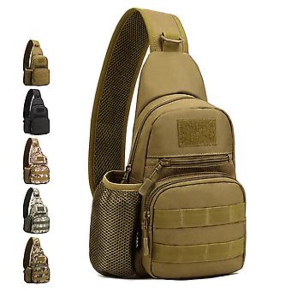 Mænd Nylon Militær Taktisk Rejse Skulder Messenger Sling Pakke Bryst Sport Taske (Sort)