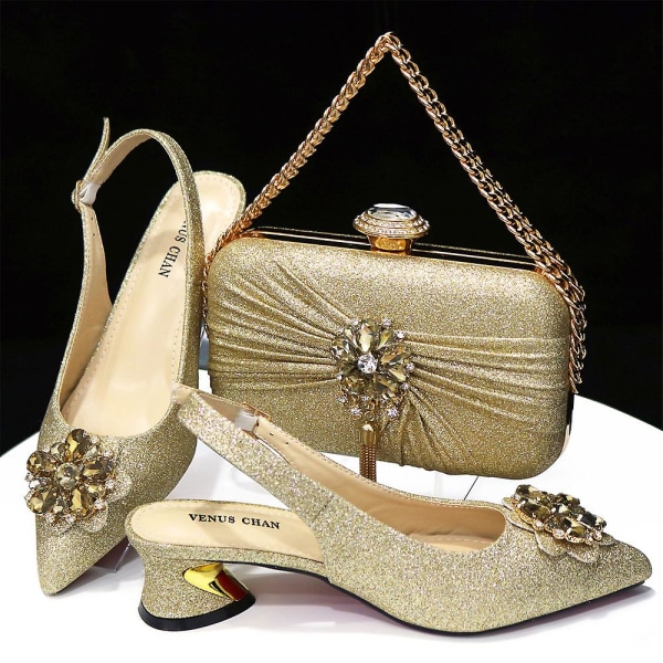 Italiensk design Ins lille firkantet æske håndtaske med diamant spænde spidse tå kvinders sko store kvindersko.42.blå