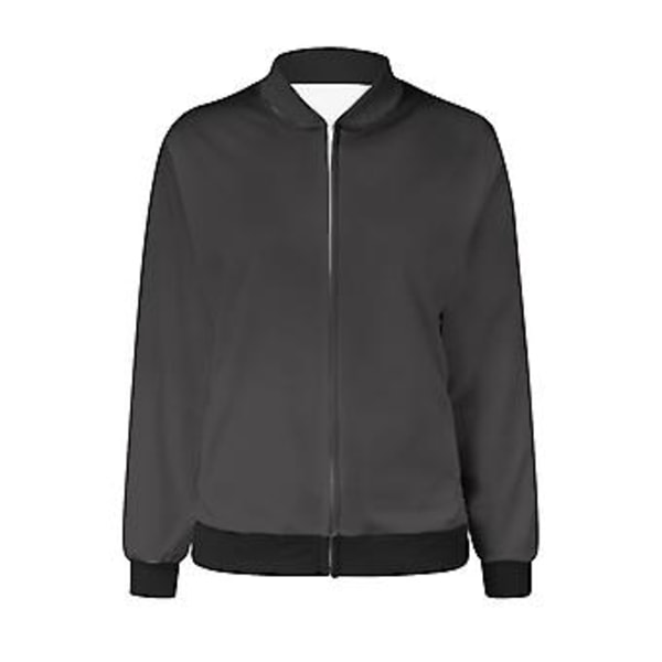 Damjacka, Lättvikts Zip Up Casual Bomberjacka, Ståuppkrage, Kort Ytterplagg, Toppar, XL, Mörkgrå