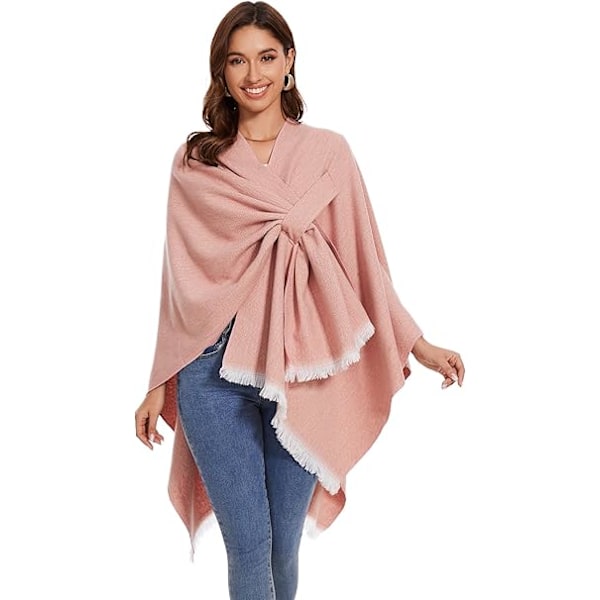 Elegant Damekappe med Åben Front, Blød Poncho, Velegnet til Forår, Efterår og Vinter