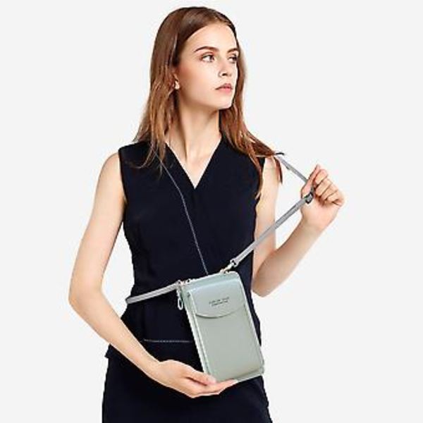 Stilful PU Læder Blokerende Crossbody Mobiltelefon Taske Til Kvinder Grøn