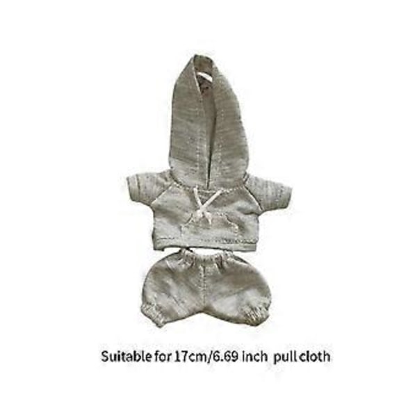 Dockkläder för 17 cm Plyschdocka Dockkläder Hoodie Sweatshirt och Byxor Mjuka Stilfulla Kläder för Gosedjur Söta (ljusgrå)