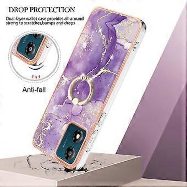 YB IMD Series-10 Motorola Moto E13 4G pehmeä TPU puhelinkotelo IMD marmorinen takakansi jalustalla (Tyyli F)