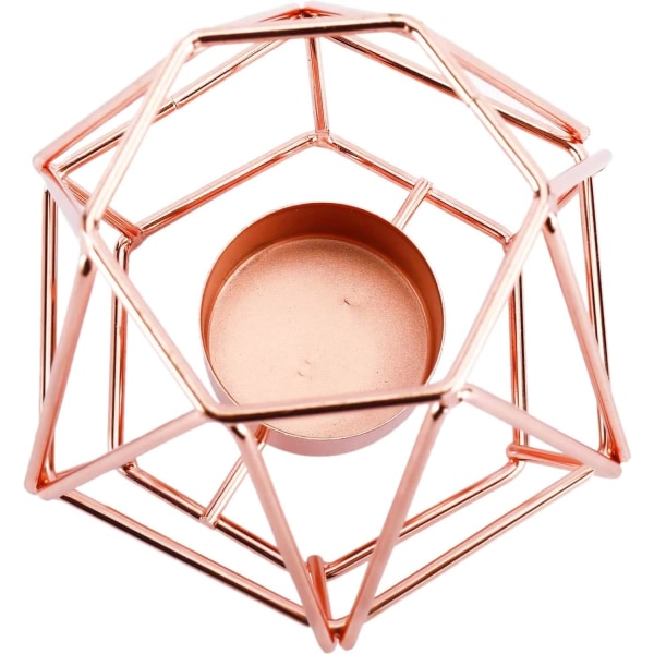 Set med 2 Geometriska Ljusstakar i Metall, Hexagon, för Borddekoration
