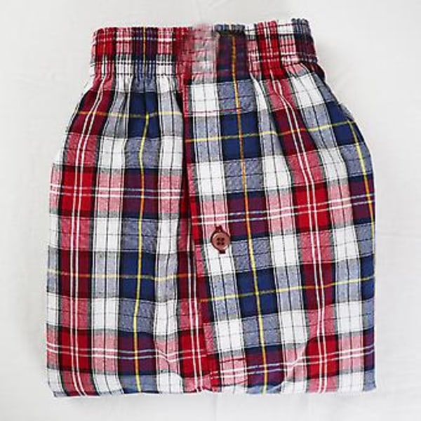 Männs Vävda Boxer Shorts med Täckta Midjeband Bekväma Lösa Passform, Fullt Klippad Rutiga (XXL Röd)