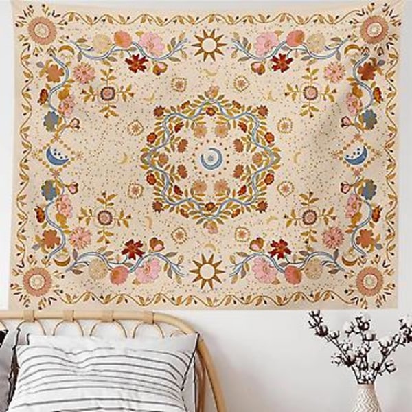 Väggbonad Bohemisk - Blommig Rankväggbonad Celestial Sol Måne Och Stjärna Väggbonader Hippie Heminredning Boho Bonad För Sovrum Estetisk
