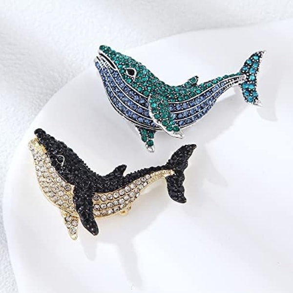 Rhinestone Crystal Dolphin Brosche Pin Fisk Havdyr Brosche til Bryllupsfest Galla Gave Reversnål Tilbehør til Sjal