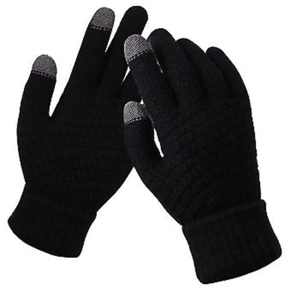 Unisex Vantar för Kvinnor och Män med Pekskärm, Stickade, Halksäkra, Varm för Vintern (Svart)