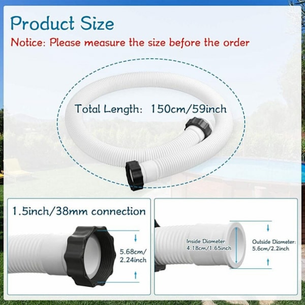 (2 st) För Intex Pool Hose Adapter Ersättningsslang Pool Hose Fil