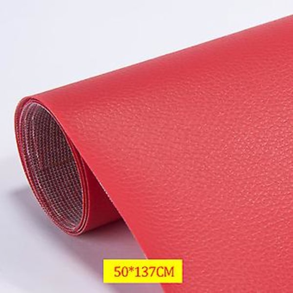 Selvklæbende Læder Reparationslap Stick Sofa Reparation Subsidier PU Sticker (50x137cm Rød)