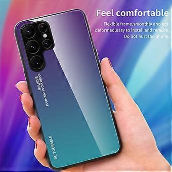 Skal för Samsung Galaxy S25 Ultra Gradient Färg Härdat Glas+TPU Mobilskal - Lila/Blå (Stil D)