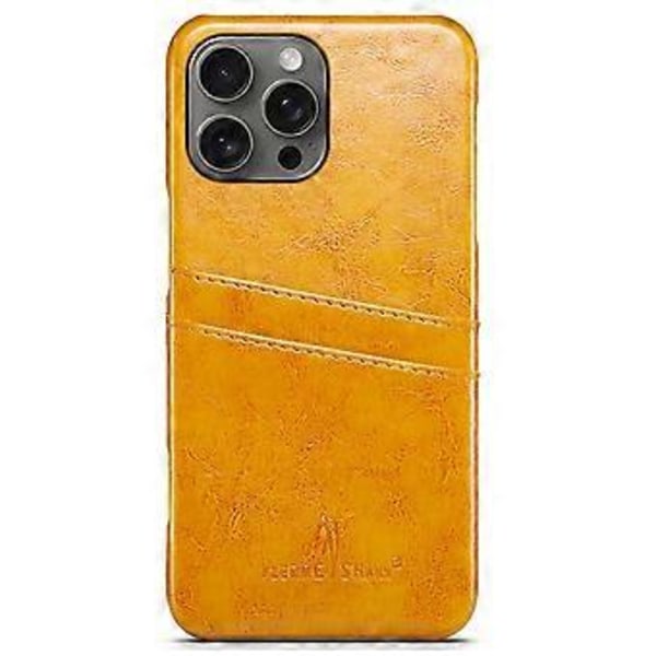 FIERRE SHANN Skal för iPhone 16 Pro Max Vaxigt PU-läder+PC Korthållare Mobilskal (Stil D)