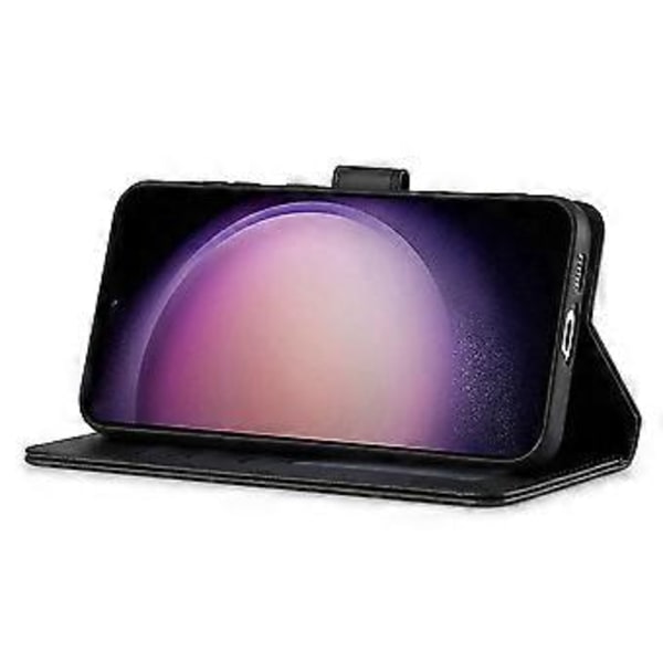 LC.IMEEKE Samsung Galaxy A56 5G -kotelo vasikannahkajäljitelmällä PU-nahkaa, jalustallinen lompakkokotelo - Musta (Musta)