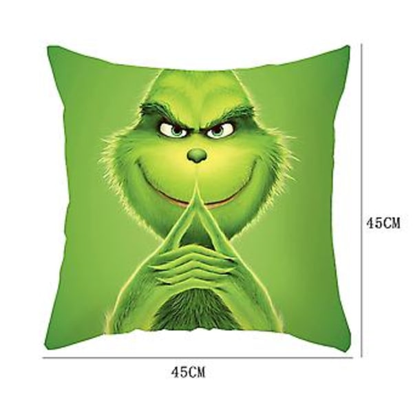 Julgranstema Kuddfodral Grinch Grön Monster Kudde Soffa Dekoration (1 st B)