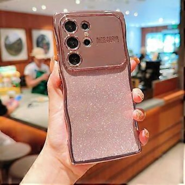 Skal för Samsung Galaxy S25 Ultra Elektropläterad Lockig Ram TPU Glitter Telefonskal Stort Fönster (Stil D)