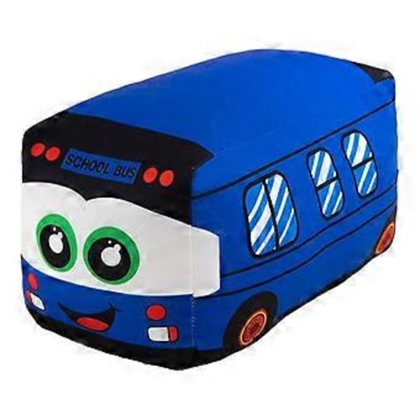 Myk Plysj Skolebuss Utstoppet Billeke Foto Rekvisitter Kosete Dekor Bursdagsgaver Putepute for Soverom Reisebil Sofa (blå 20cm)