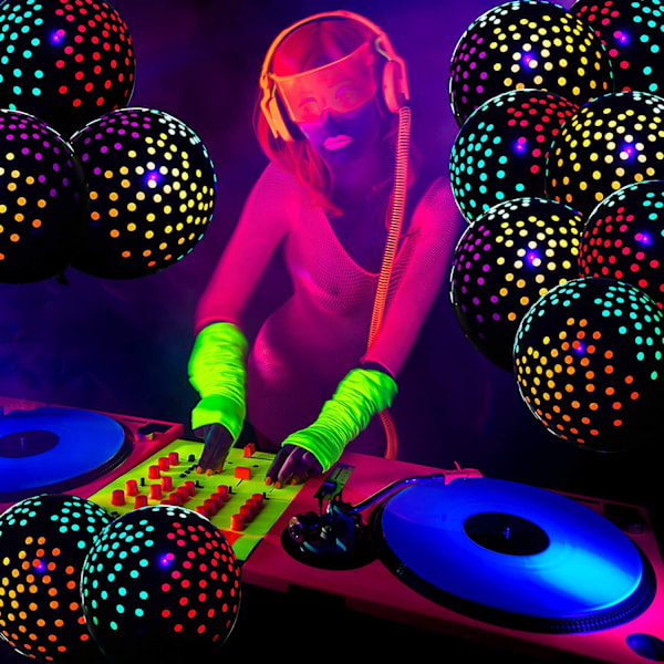 20 stk. Neon Balloner Glød Prik Mini Balloner til Sort Lys Fester Gl