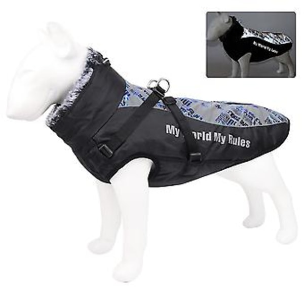 Dog Warm Coat Winter Jacket Pet Reflective Outdoor Clothes Adjustable Belt Cozy Vest Plush Neck Apparel Outfit For Large Dogs Puppy(5XL E)