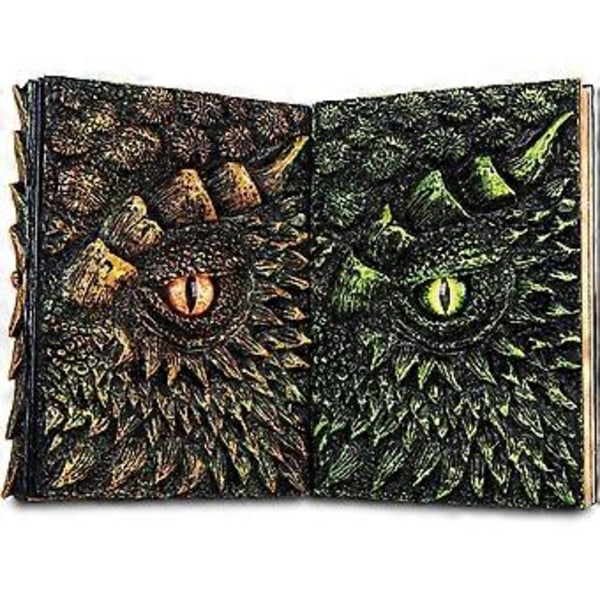 3D Dragenøje Præget Journal Skrivehæfte Håndlavet Daglig Notesbog Antik Rejsedagbog Gave til Kvinder Mænd, A5 (7,3\" x 5,1\" (Grøn-Guld