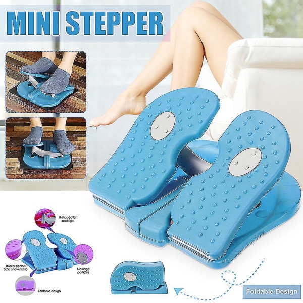 Portable Mini Stepper Under Desk Mini Stepper Exerciser Stationary Exerciser Fitness Folding Exerciser Compatible With Home Office Blue