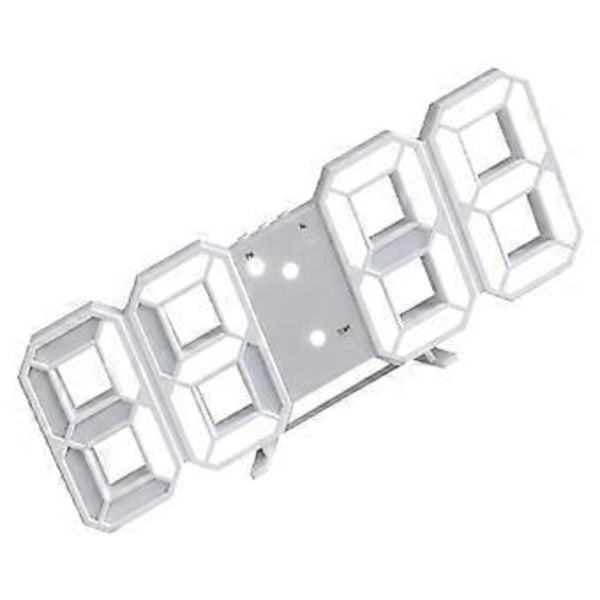 3D LED Digital Vægur Dæmpbar Natlampe Dekor LED Digital Vækkeure med Temperaturvisning Hvid