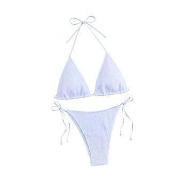 Tvådelad Baddräkt Tankini Simkläder Baddräkt för Strand Pool Party (S Vit)