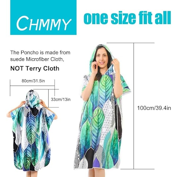 Uimahuivi Vaihtopyyhe Surf Poncho - Ylisuuri Aikuisten Uimapyyhe H