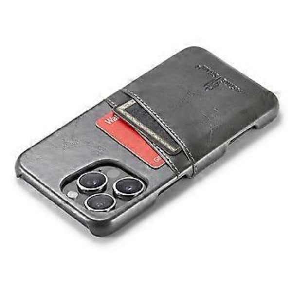 FIERRE SHANN Etui til iPhone 16 Pro Max Vokset PU Læder+PC Kortholder Telefon Cover (Style A)